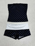 Damen Bandeau-Badeanzug mit Polka Dots und Shorts R&B
