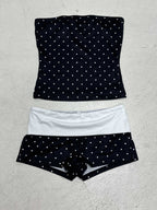 Damen Bandeau-Badeanzug mit Polka Dots und Shorts R&B