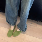 Damen flache Ballerinas aus hochwertigem Veloursleder R&B
