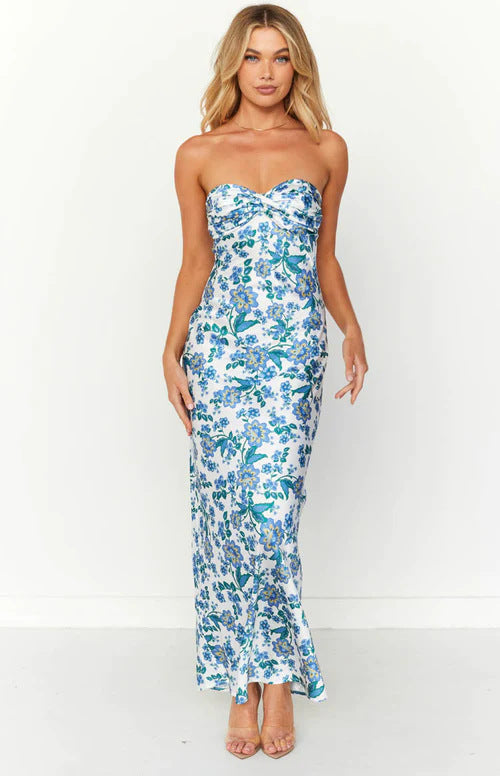 Damen Langärmliges Maxikleid mit floralen Akzenten R&B