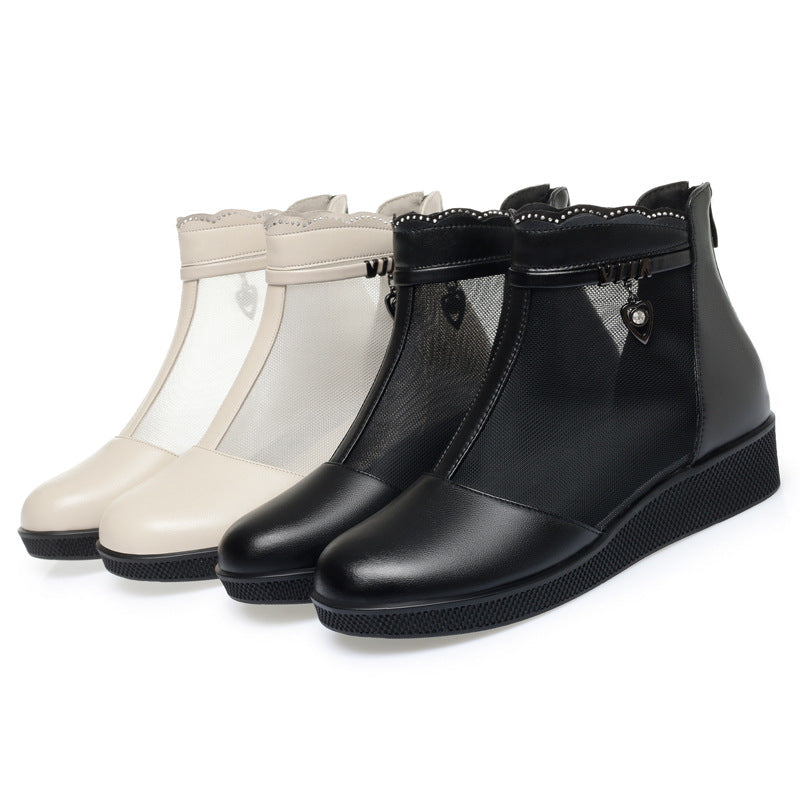 Damen Stiefeletten mit transparentem Mesh-Einsatz und modischem Schmuckdetail R&B