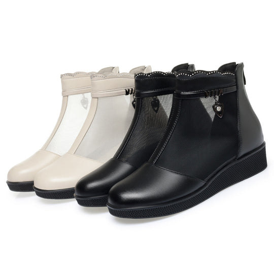 Damen Stiefeletten mit transparentem Mesh-Einsatz und modischem Schmuckdetail R&B