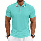 Herren nan tailliertes Kurzarm-Poloshirt mit Kontrastkragen aus atmungsaktivem Piqué R&B
