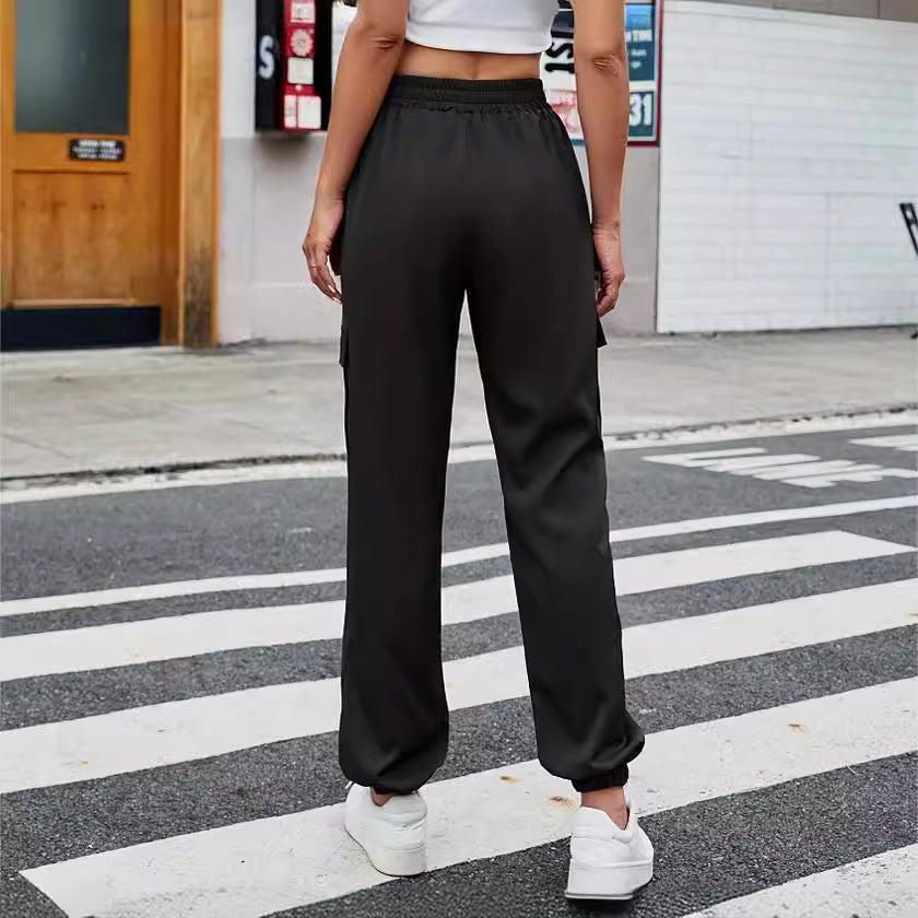 Damen Bequeme Cargo-Hose mit elastischem Bund und seitlichen Taschen R&B