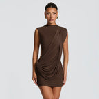 Damen Figurbetontes Drapé-Minikleid mit asymmetrischem Design und raffinierten Details R&B