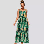 Damen Elegant langes Kleid mit Spaghettiträgern R&B