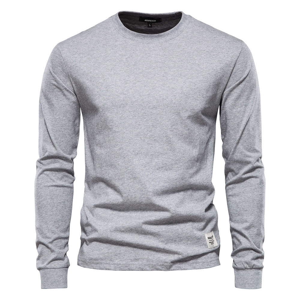 Herren nan klassisches langärmliges Baumwollshirt mit Rundhalsausschnitt und elastischen Bündchen R&B