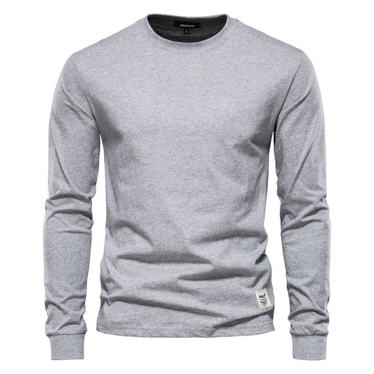 Herren nan klassisches langärmliges Baumwollshirt mit Rundhalsausschnitt und elastischen Bündchen R&B