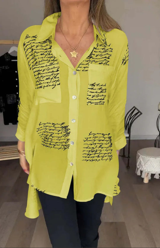 Damen Bluse mit modernem Schreibdesign und lockerer Passform R&B