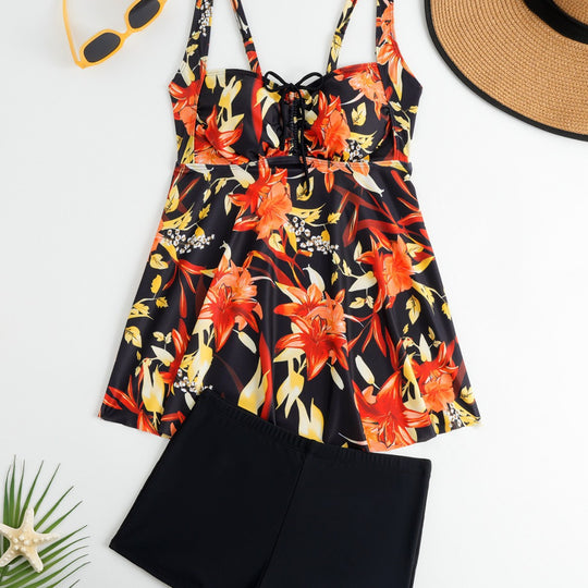 Damen Tankini mit floralem Oberteil und bequemen Shorts R&B