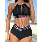 Damen Bikini-Set mit Hochtaillen-Höschen und sportlichem Oberteil