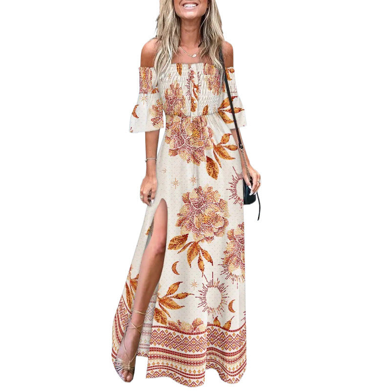 Damen Blumen Maxi Kleid R&B