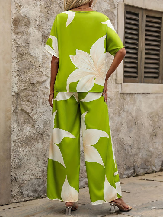 Damen luftiges Ensemble mit fließendem Schnitt und floralem Design R&B