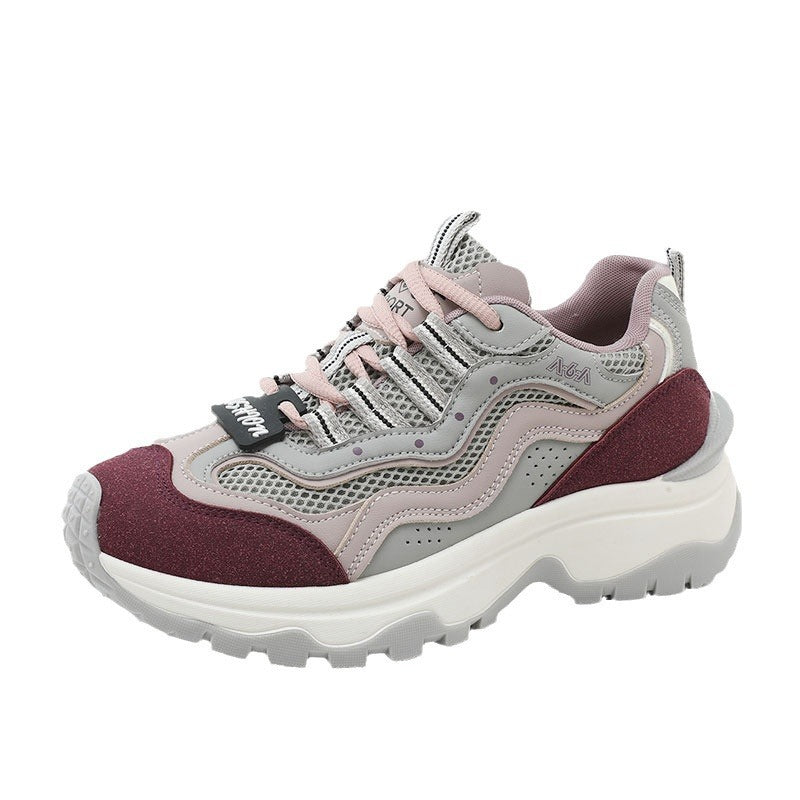 Damen trendige Chunky Sneakers mit atmungsaktivem Mesh und stabiler Sohle R&B