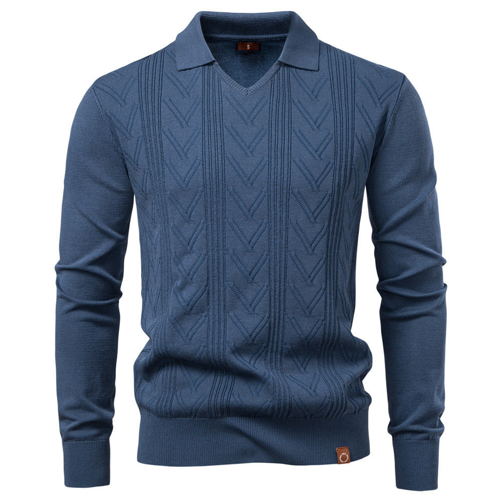 Herren Pullover mit V-Ausschnitt und strukturiertem Design
