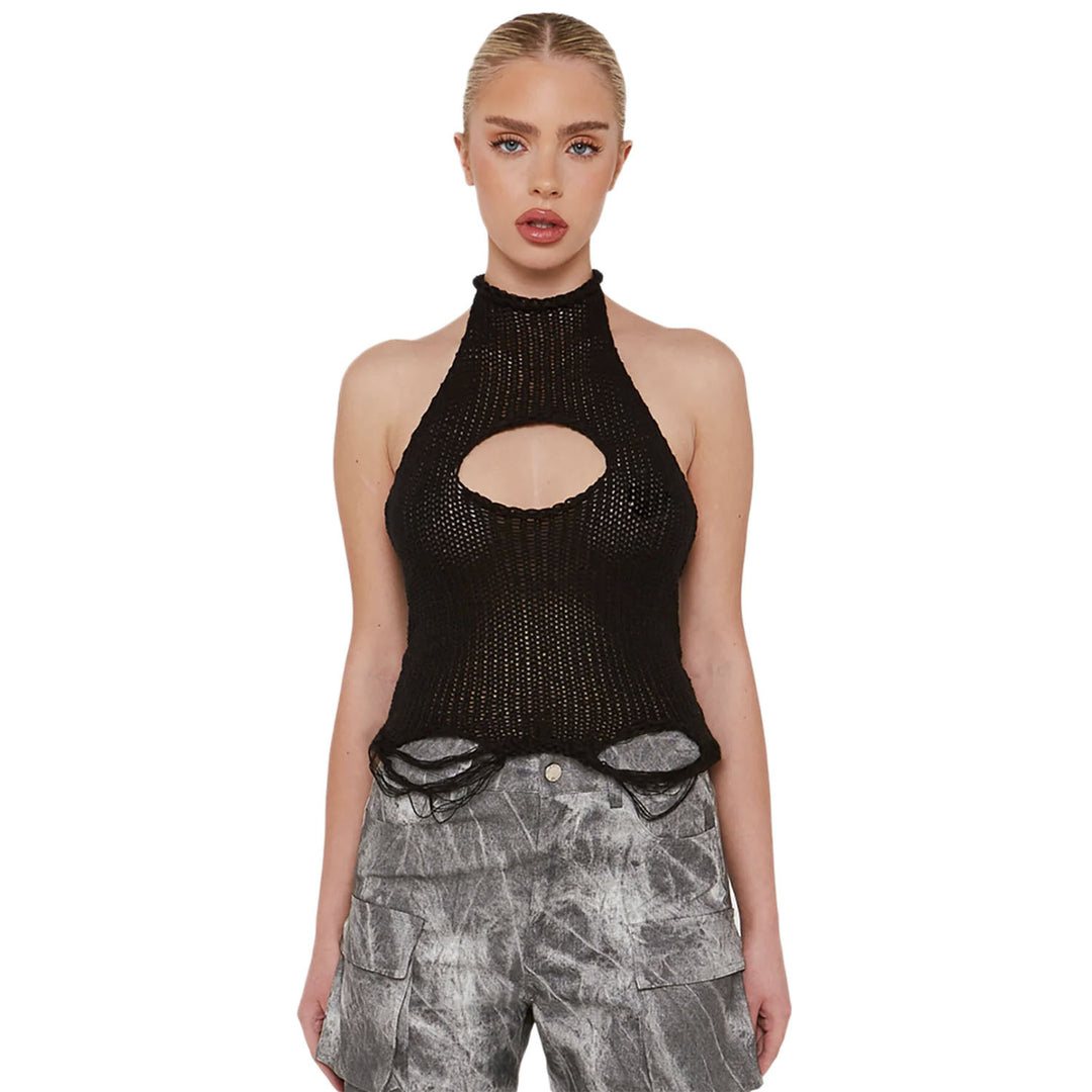 Damen Strickoberteil mit kreativem Cut-Out-Design R&B