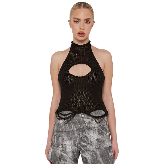 Damen Strickoberteil mit kreativem Cut-Out-Design R&B