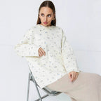 Damen Oversized Strickpullover mit floralen Akzenten und weitem Schnitt R&B