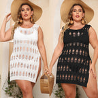 Damen gehäkelter Strandüberwurf mit elegantem Lochmuster R&B