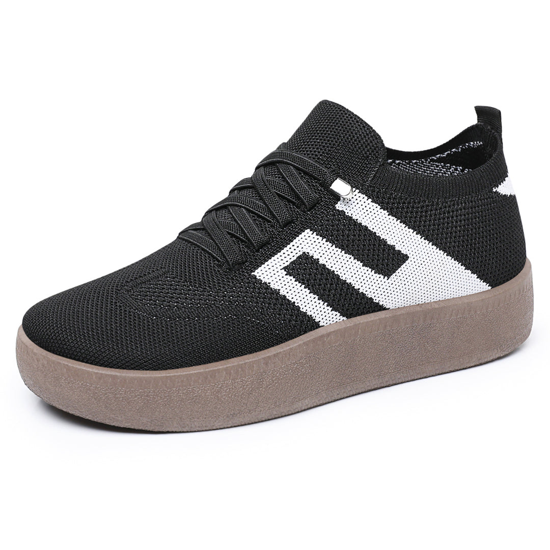 Damen Sneakers mit atmungsaktivem Mesh-Obermaterial und plateauförmiger Sohle R&B