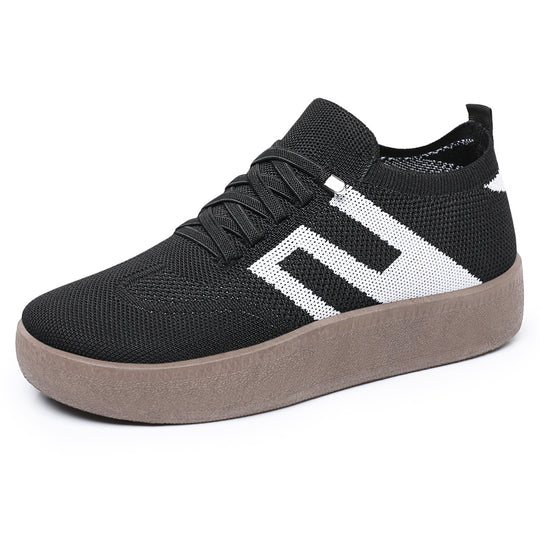Damen Sneakers mit atmungsaktivem Mesh-Obermaterial und plateauförmiger Sohle R&B