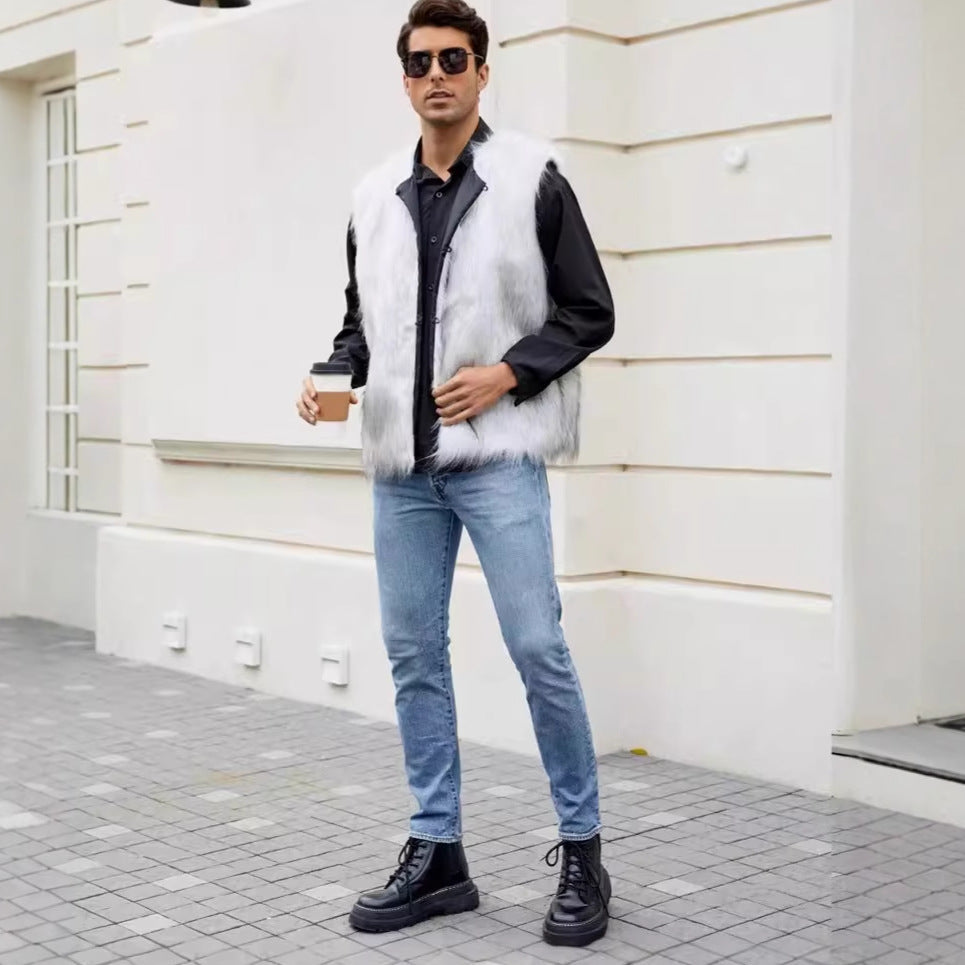 Herren Kunstpelz Weste im modernen Design R&B