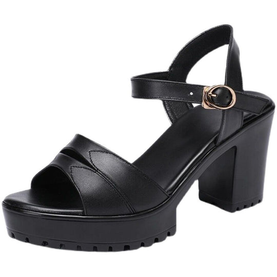Damen Modische Plateau-Sandaletten mit robustem Profil und elegantem Riemen R&B