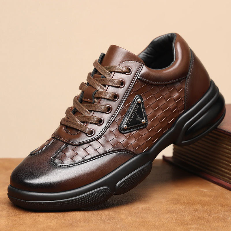 Herren Sportliche Sneaker aus hochwertigem Leder mit geflochtenen Details R&B