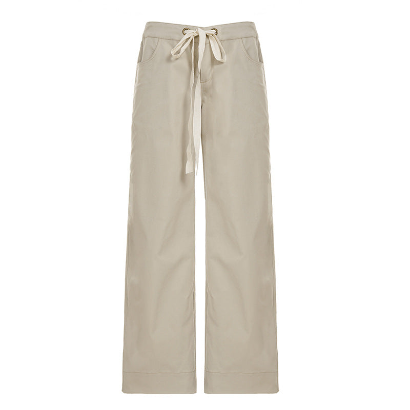 Damen Weite Cargo-Hose mit hohem Bund und seitlichen Taschen R&B
