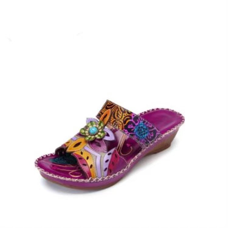 Damen komfortable Riemensandalen mit floralem Design und dekorativen Akzenten R&B