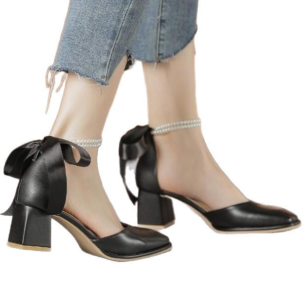 Damen elegante Slingback-Pumps mit Perlenschnalle und Schleifendetail R&B