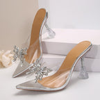 Damen Transparente High Heels mit funkelnden Schmetterlingsapplikationen R&B