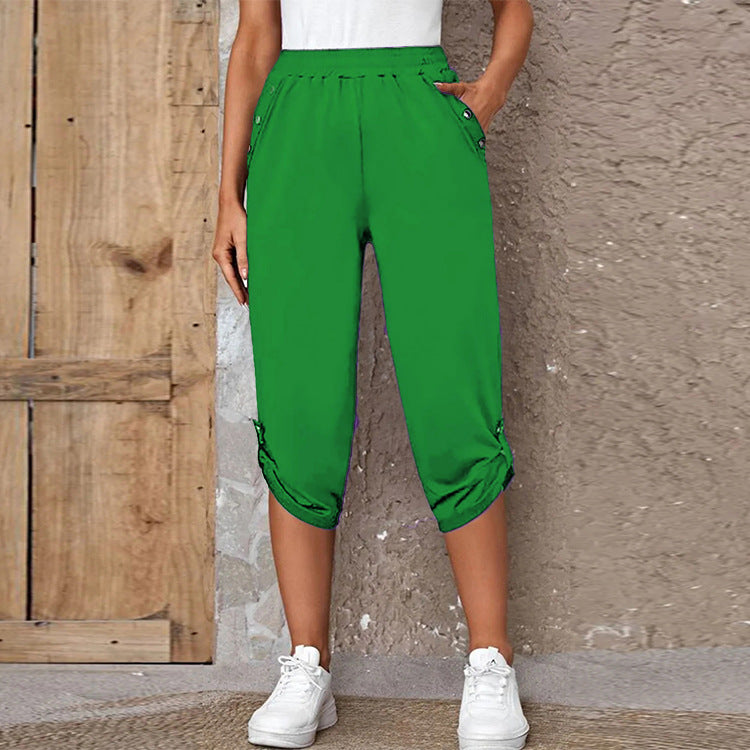 Damen Bequeme Culotte-Hose mit dekorativen Knopfdetails R&B