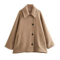 Damen Oversized Wolljacke mit durchgehendem Knopfverschluss und praktischen Taschen R&B