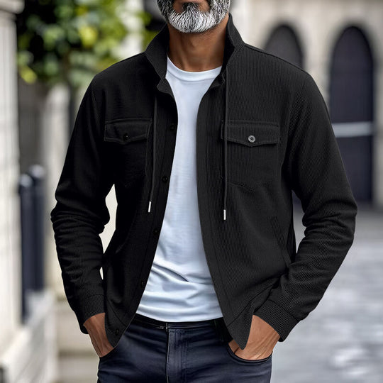 Herren Hochwertige Cordjacke mit praktischen Taschen und modischem Stehkragen R&B