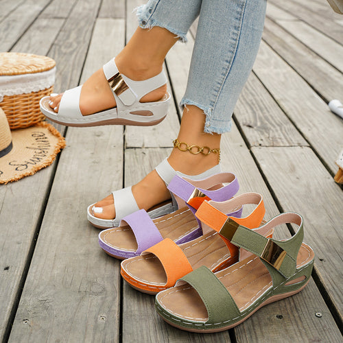 Damen Wedge-Sandalen mit modischem Riemendesign und elastischem Fußbett R&B