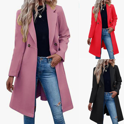 Damen Eleganter Überwurfmantel mit doppelter Knopfleiste R&B
