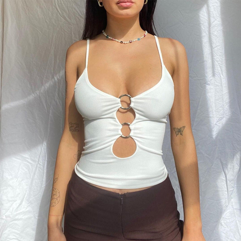 Damen Crop-Top mit dekorativen Cut-Outs R&B