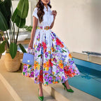 Damen Maxikleid mit schickem Floral-Design und tailliertem Schnitt R&B