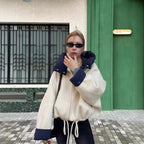 Damen modische Übergangsjacke mit kuscheliger Innenseite und verstellbarem Saum R&B