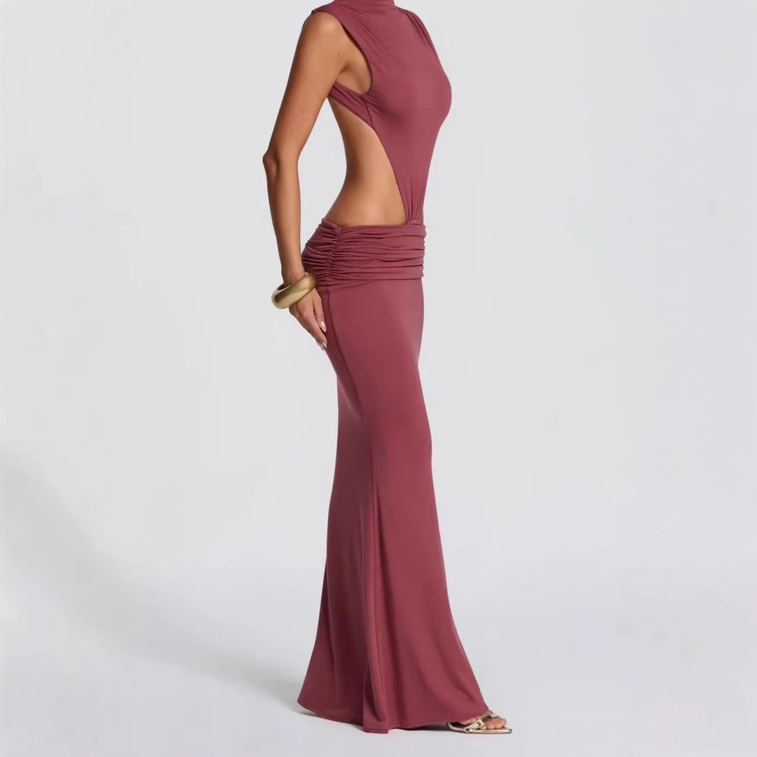 Damen Langes Maxi-Kleid mit raffinierten Cut-Outs und Raffung R&B