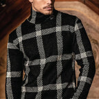 Herren Modischer Rollkragenpullover im karierten Design