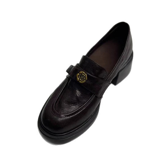 Damen elegante Blockabsatz-Schlupfschuhe mit modischem Leder R&B