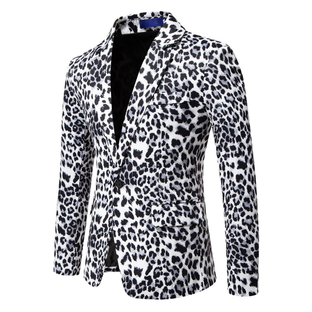 Herren stilvoller Blazer mit animalischem Muster und schmaler Passform R&B