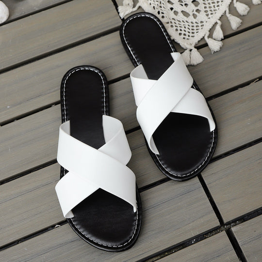 Damen elegante Badesandalen mit geschwungenem Riemen R&B