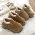 Damen Komfort Clogs mit warmem Kunstfell und modischem Riemen R&B