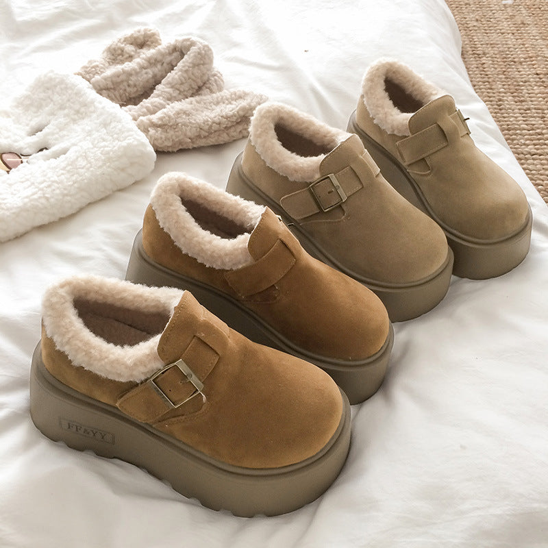 Damen Komfort Clogs mit warmem Kunstfell und modischem Riemen R&B