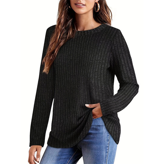 Damen Strickpullover mit Rippenstruktur und verlängertem Schnitt R&B