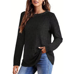Damen Langarmstrickpullover mit strukturiertem Rippdesign R&B