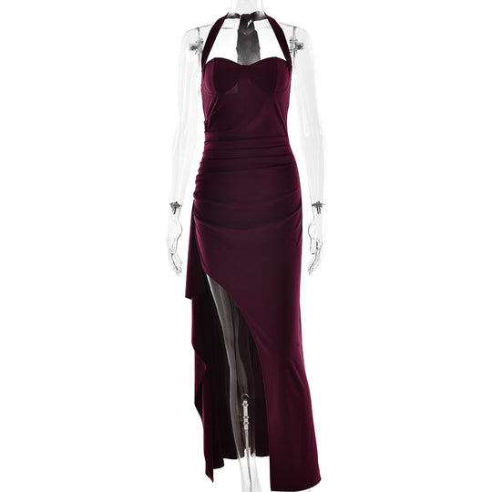 Damen Elegantes Halterneck Abendkleid mit seitlichem Schlitz R&B